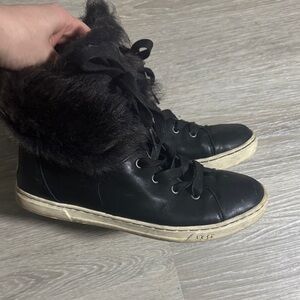 UGG Black Fur-Lined Combat Boots